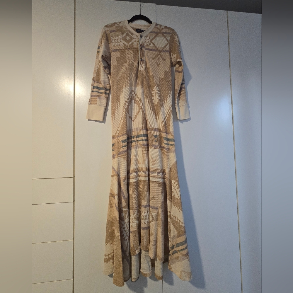 Polo Ralph Lauren Aztec Navajo Inspired Henley Midi Long Sleeve Dress (NWOT) - Picture 5 of 6